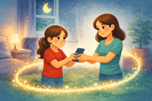 Mutter und Tochter ringen um das Handy