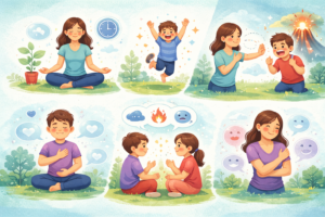 6 kleine Bilder zu den Methoden der Gefühlsregulation